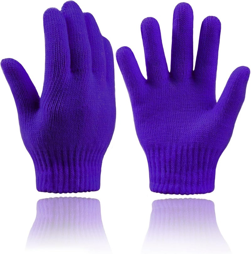 Zando Kids Winter Gloves 9 Colors Full Fingers Warm Soft Stretchy Knit Toddler Mittens for Boy Girls age 5-7 Years - Image 1